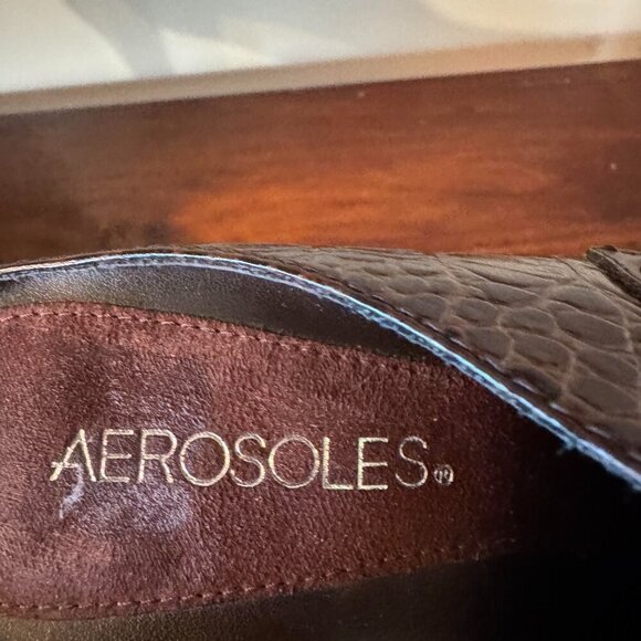 AEROSOLES Women's 6M Cinch Worm Upper Leather Heels slip on Mule shoes - Picture 2 of 6